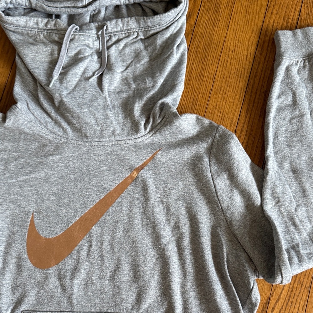 Nike Gray Hoodie with Copper Swoosh